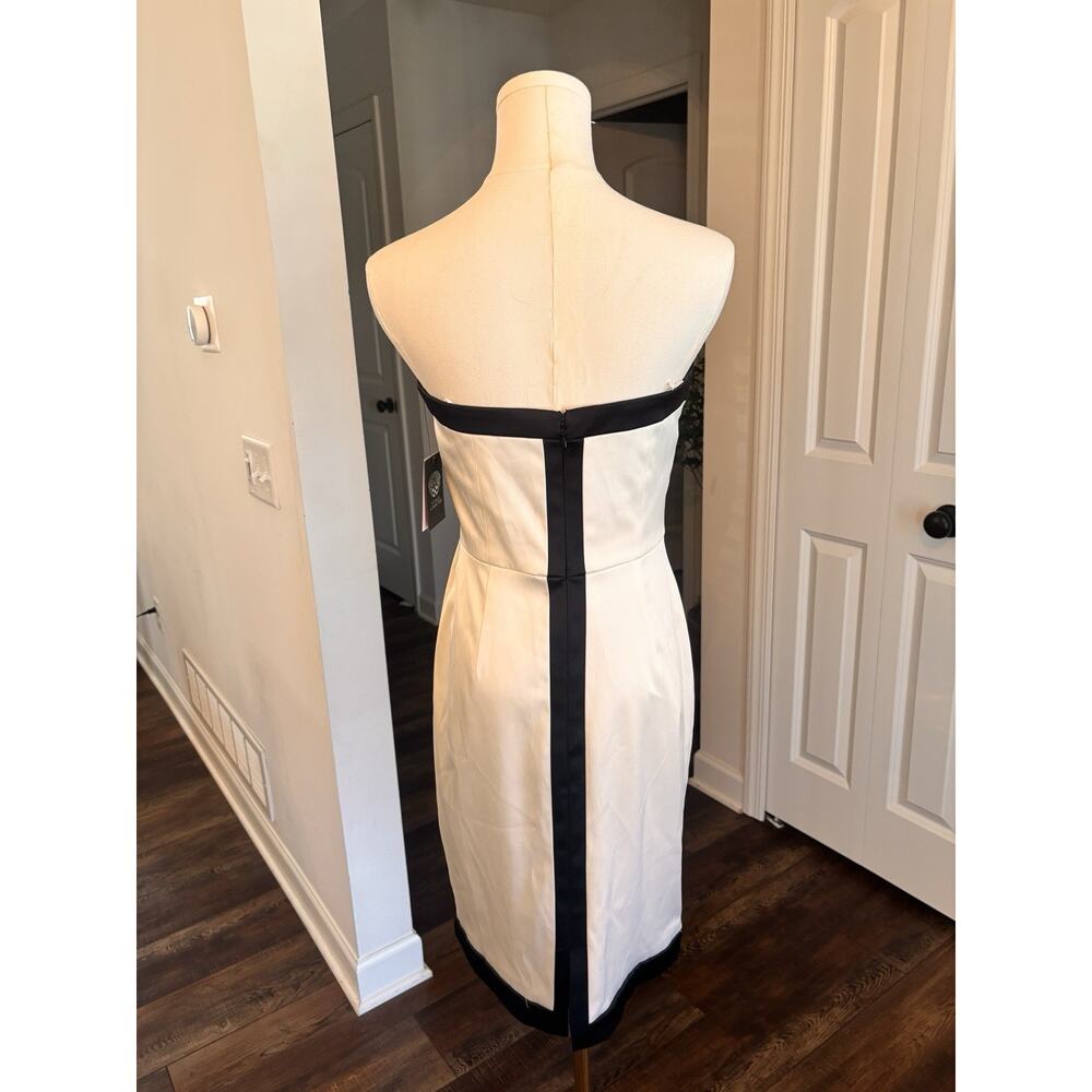Vince Camuto Strapless Ivory Black Sheath Dress 4 NWT Cocktail - Picture 6 of 12
